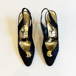 YSL Yves Saint Laurent Vintage 90s Evening pumps with gold adornment